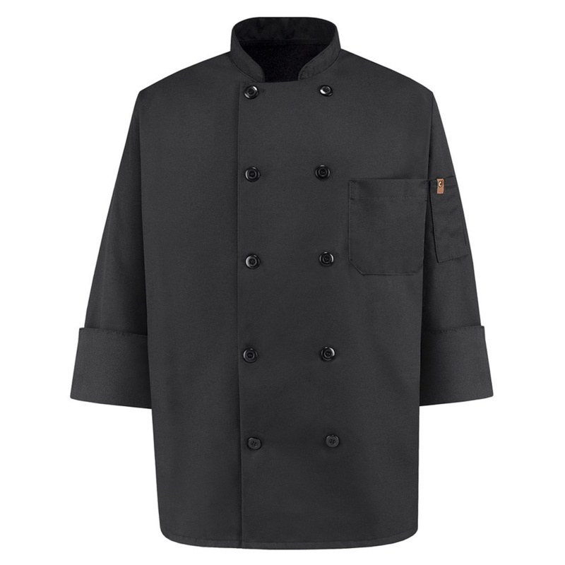 Ten Pearl Button Black Chef Coat Thumbnail