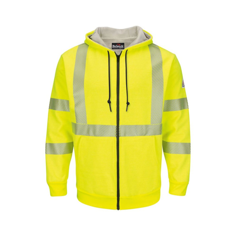 Hi-Visibility Zip-Front Hooded Fleece Sweatshirt with Waffle Lining Thumbnail