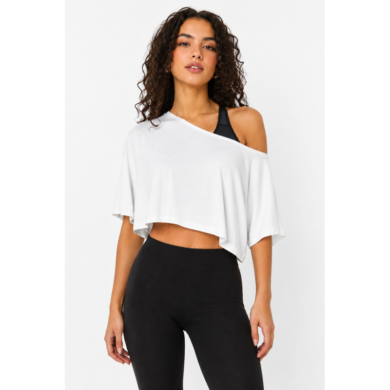 Studio Essentials Off Shoulder Crop T-Shirt Thumbnail
